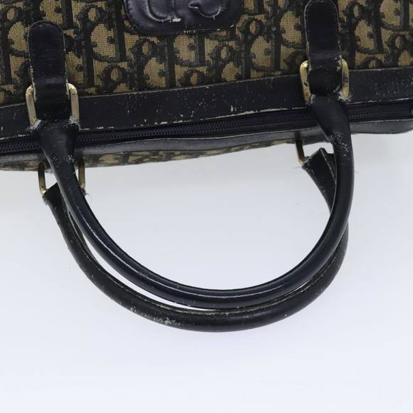 Christian Dior Trotter Canvas Hand Bag Navy Gold Auth 93865 - Picture 7 of 16